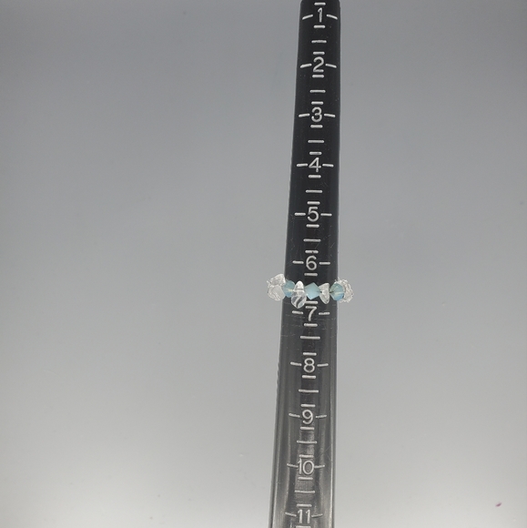 Clear and Blue Swarovski Beaded Ring - Picture 8 of 8